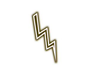 Stylized graphic icon representing a sharp zigzag lightning bolt with a thick outline on black on transparent background