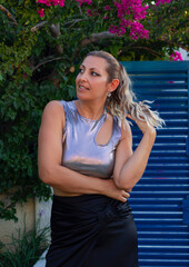 portrait of party girl in the garden