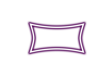 Decorative purple and white curved banner frame design element for branding on transparent background