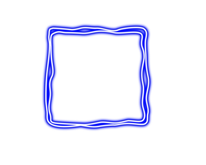 Glowing blue and white neon square frame border design element on a solid on transparent background