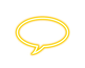 Fototapeta premium Glowing yellow neon speech bubble icon representing communication and messaging on transparent background