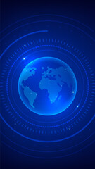 Blue AI technology background abstract Earth poster
