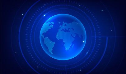 Blue AI technology background abstract Earth banner