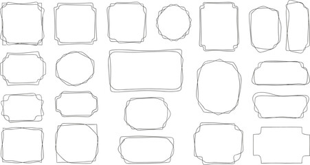 Hand Drawn Outline Frame Border Vector Set &mdash; Abstract Minimal Decorative Shapes for Graphic Design