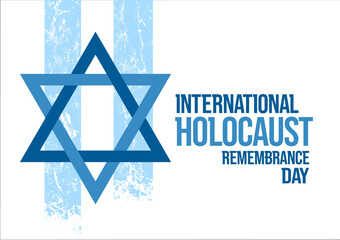 International holocaust remembrance day, star of david symbol on white and blue grunge background, vector illustration