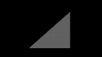 Triangle shape changes size in simulated audio volume meter adjustment on black space.