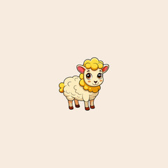 Cartoon cute Sheep icon flat vector design.