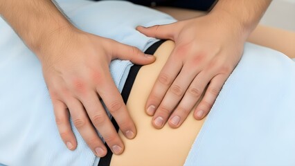 CPR Training - Hands Performing Chest Compressions