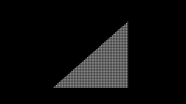 Triangle shape changes size in simulated audio volume meter adjustment on black space.