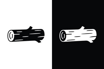 Minimal wood log icon, Rustic timber silhouette vector