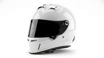 Obraz premium Professional white racing helmet isolated on a clean white background studio shot