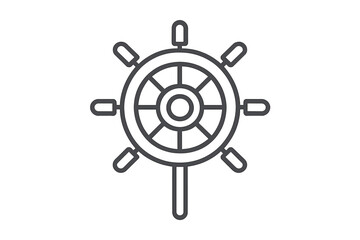 Obraz premium Ship helm icon outline design for navigation and steering concept