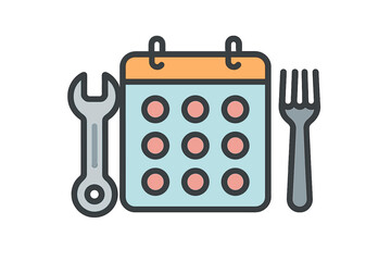 Calendar icons featuring wrench and fork for service scheduling