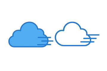 Set of stylized cloud icons illustrating fast data transfer or connectivity