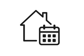 Outline icon combining house shape and calendar for scheduling appointments