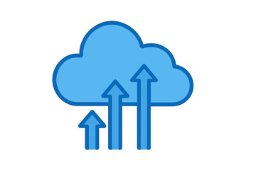 Cloud data upload transfer with ascending arrows icon