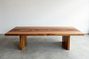 Fototapeta premium Elegant Solid Wood Dining Table with Unique Grain Pattern and Modern Minimalist Design