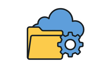 Cloud storage settings and data management icon concept
