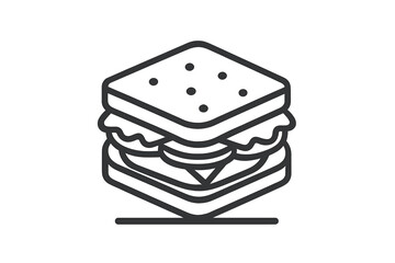 Stacked club sandwich icon with layered ingredients outline drawing