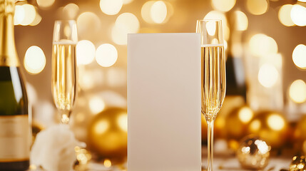 Celebrating moments with bubbly champagne, shimmering ornaments, and glowing lights. Festive elegance for invitations, greetings, and special event templates.