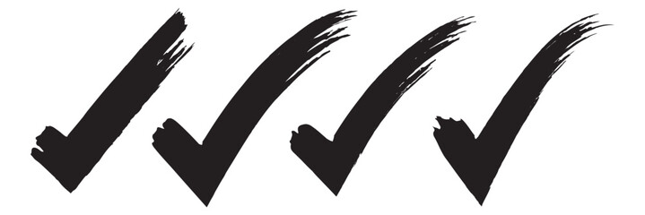 Check tick mark icon set. Green check mark vector symbol icon. Vector symbols set ,green checkmark isolated on white background. Brush strokes green check mark isolated on transparent © HIKE  Studio  1