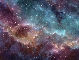 Obraz premium Vast Cosmic Nebula with a Colorful Blend of Blues Purples and Starry Sky