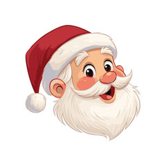 Image of a smiling Santa Claus head wearing a red Christmas hat