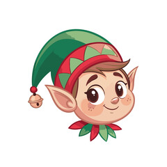 A cute Santa Claus's helper wearing a hat and smiling.