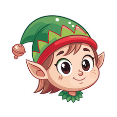 A cute Santa Claus's helper wearing a hat and smiling.