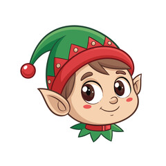 A cute Santa Claus's helper wearing a hat and smiling.