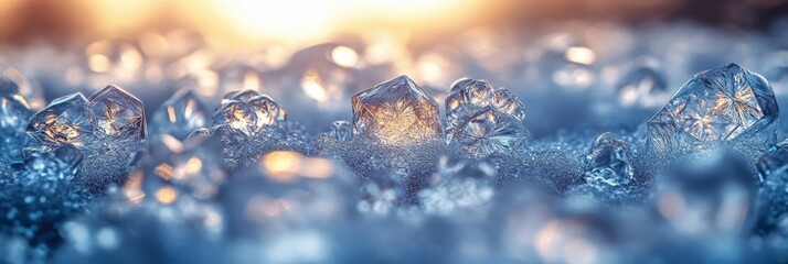 Chilly and Glittery Frost Abstract Creation with Diamonds, Geometry, Crystals, and Sparkling Light