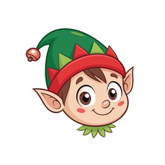 A cute Santa Claus's helper wearing a hat and smiling.
