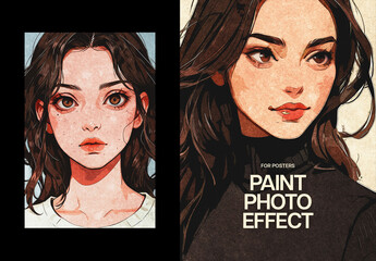 Vintage Paint Poster Photo Effect Mockup