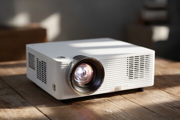 Modern White Projector for Professional or Home Use with Clear Lens and Minimalist Design for Presentations and Entertainment