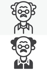 Male teacher line and solid different style vector icon set