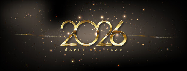 Happy New Year 2026 Greeting Card Background Gold