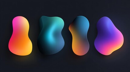 Organic gradient blobs with silky transitions and rounded contours isolated on a minimal background, crisp vector-style clarity with no artifacts and a polished modern aesthetic