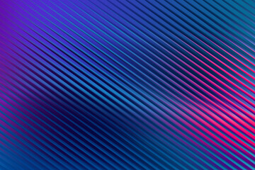 Abstract diagonal ribbed surface with vibrant blue and purple gradient light, clean futuristic background