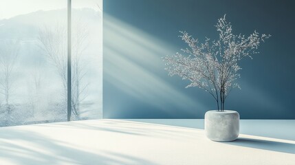 Fototapeta premium Christmas tree with white snowdrift,snowflakes,snow land,podium with bauble,Christmas theme stage podium mock up for product placement,Happy New Year. Celebrate party,Xmas Poster,web banner,festive.