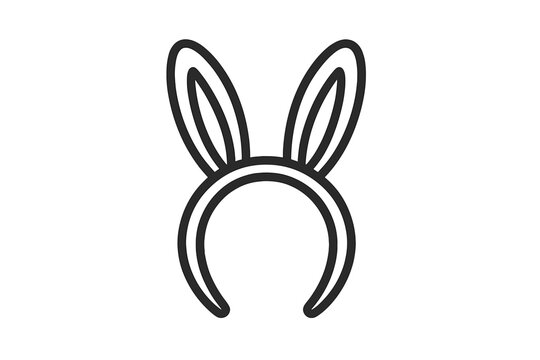 Minimalist outline icon of bunny ears headband accessory for costume