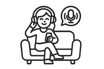 Person enjoying audio content on smartphone using headphones