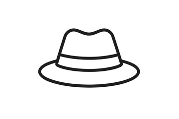 Minimalist outline icon of a classic fedora hat for style and fashion concepts