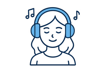 Young woman listening to music with closed eyes wearing over-ear headphones