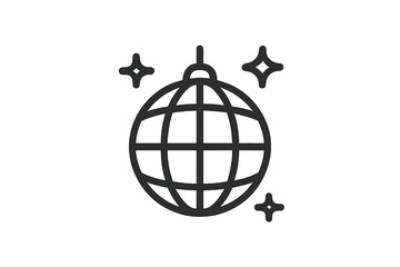 Hanging disco ball icon with sparkling lights outline