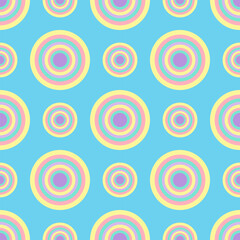 Seamless Pattern of Pastel Rainbow Circles