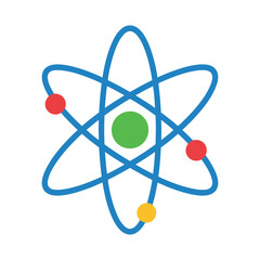 Colorful Atom Model Icon Science Physics Chemistry Symbol Vector