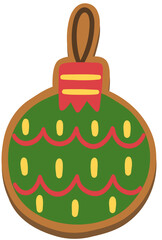Christmas Ball Ornament Gingerbread Cookie Hand Drawn Vector Illustration