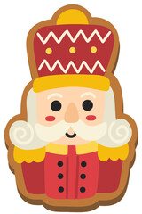 Christmas Nutcracker Soldier Gingerbread Cookie Hand Drawn Vector Illustration