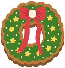 Christmas Wreath Gingerbread Cookie Hand Drawn Vector Illustration