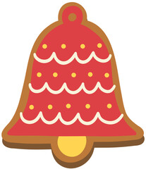 Decorative Bell Gingerbread Cookie Hand Drawn Vector Illustration